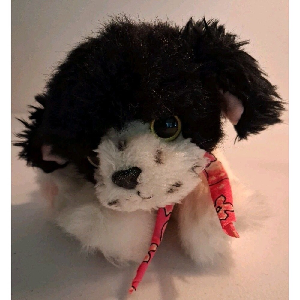 Tyco 1993 Puppy Puppy Puppies White Black Springer Spaniel Dog Plush No Squeak